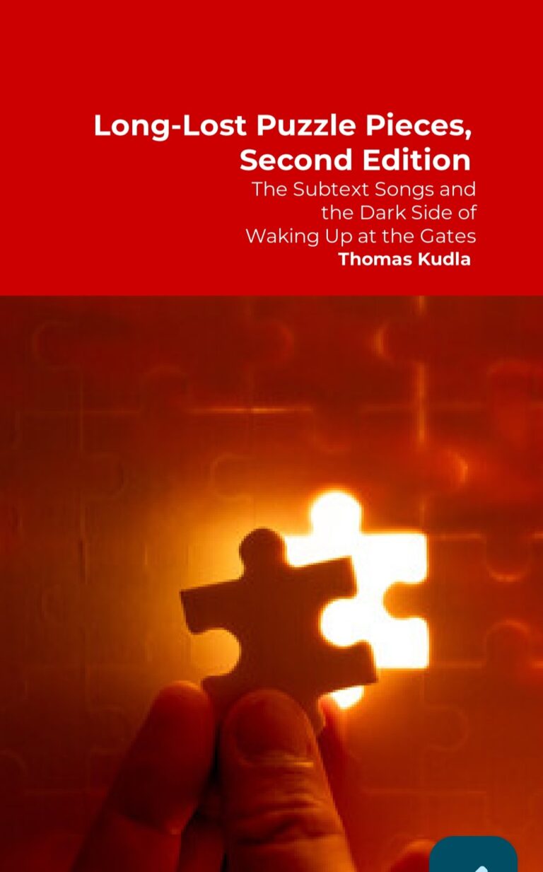 A hand holds a single puzzle piece in front of a glowing orange long-lost puzzle with one missing piece. The book title Long-Lost Puzzle Pieces, Second Edition and author Thomas Kudla appear in bold white text at the top.